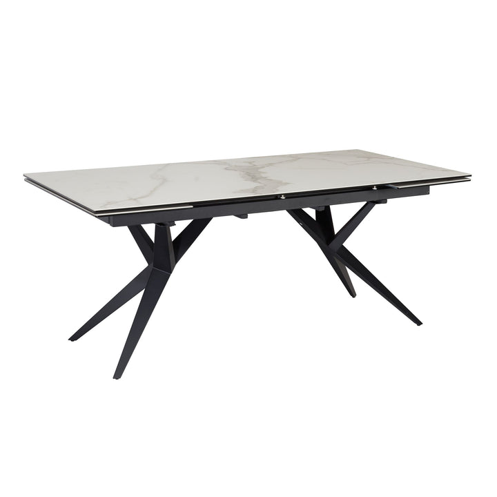 Udtrækkeligt spisebord 180-260 cm keramik glas hvid