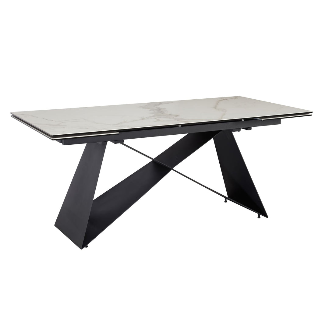 Udtrækkeligt spisebord 180-260 cm keramik glas hvid