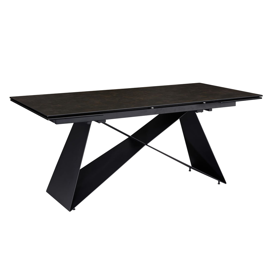 Udtrækkeligt spisebord 180-260 cm keramik glas sort