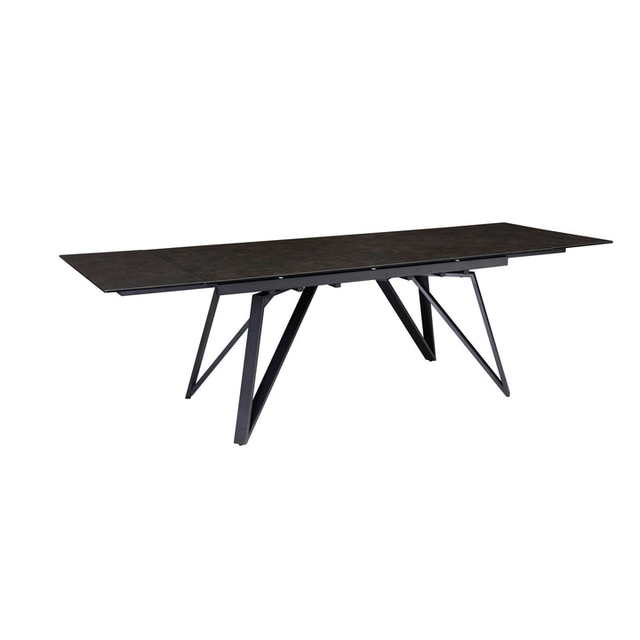 Udtrækkeligt spisebord 180-260 cm keramik glas sort