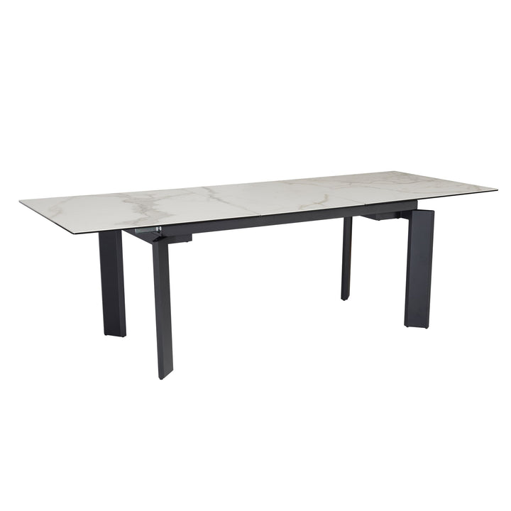 Spisebord 180x95x77 cm Glaskeramik spisebord hvid marmor-look