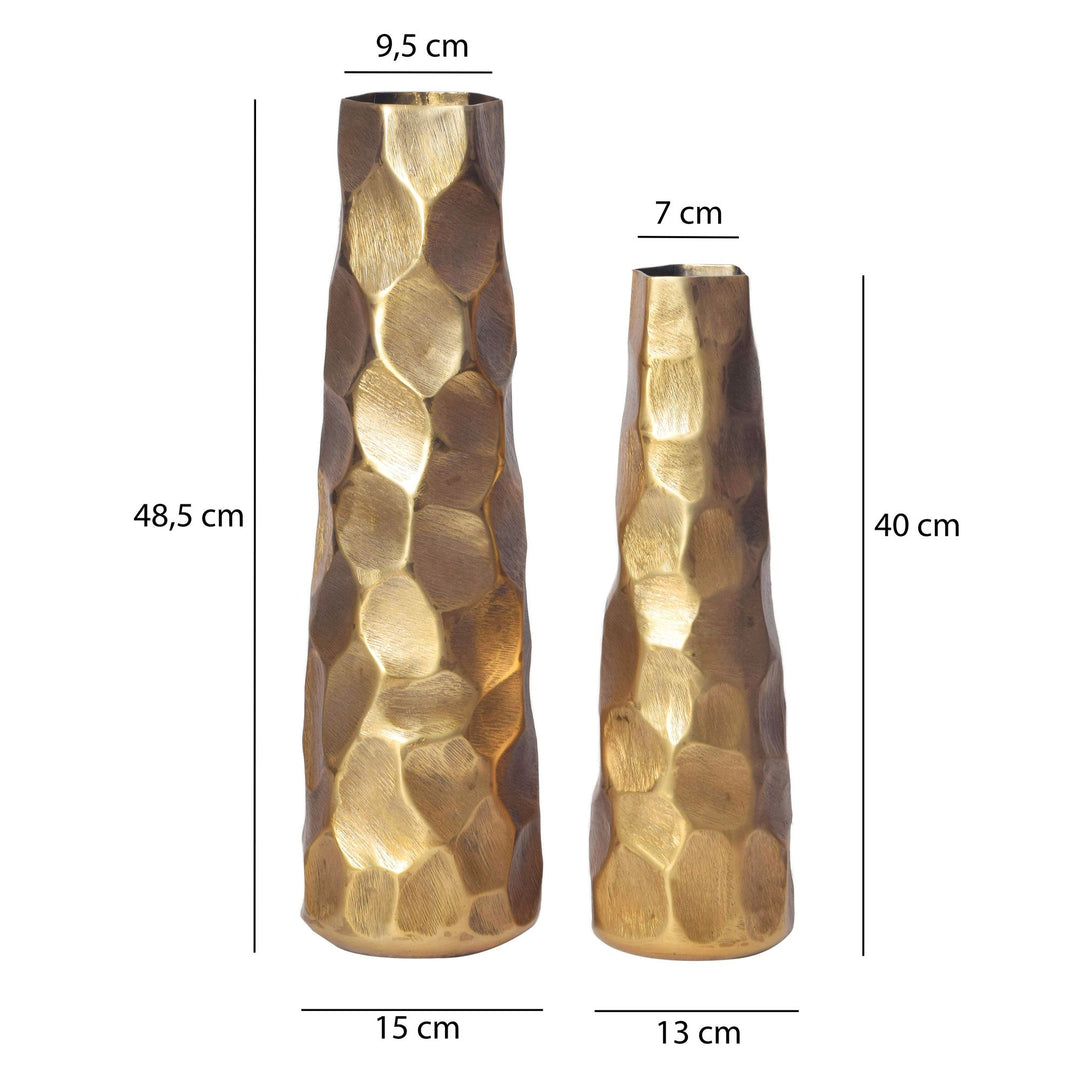 Dekorativ vase sæt med 2 aluminium guld blomstervaser,håndlavet