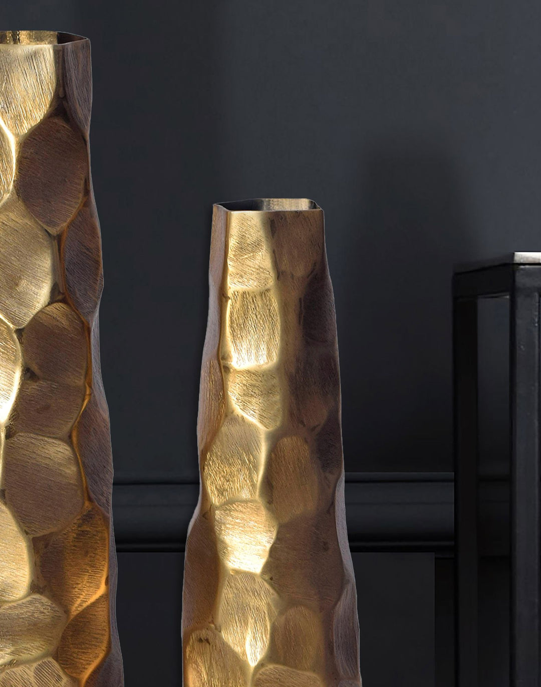 Dekorativ vase sæt med 2 aluminium guld blomstervaser,håndlavet