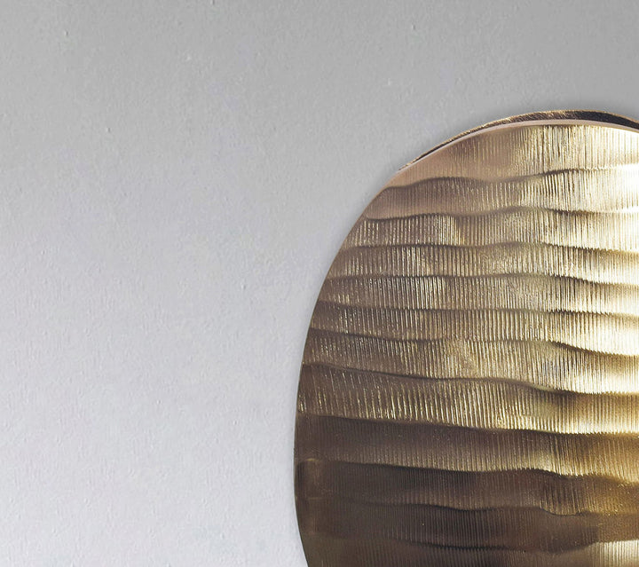 Dekorativ vase sæt med 2, aluminium guld, bølgemønster, moderne, rund dekorativ vase, 2-delt sæt til blomster, aluminiums bordvase, boligindretning, metal borddekoration, håndlavet