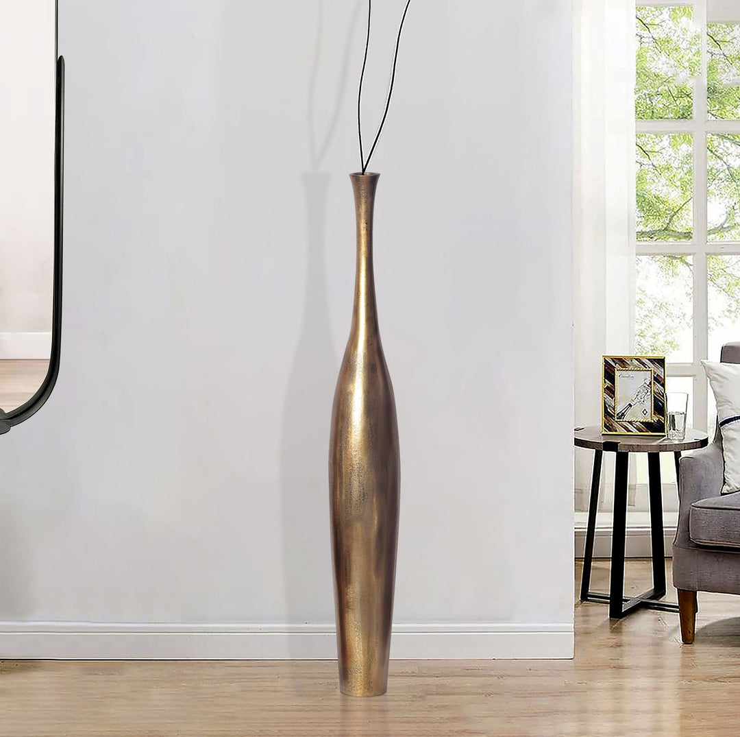 Dekorativ vase 75 cm aluminium guldfarvet blomstervase moderne, håndlavet
