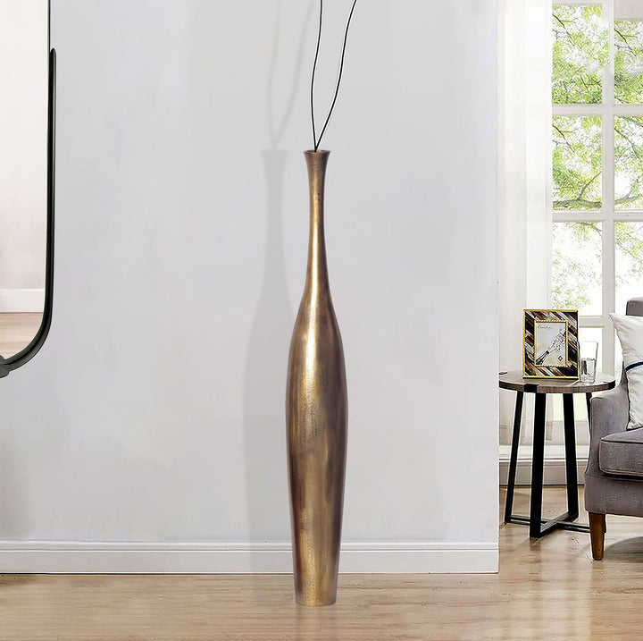 Dekorativ vase 75 cm aluminium guldfarvet blomstervase moderne, håndlavet