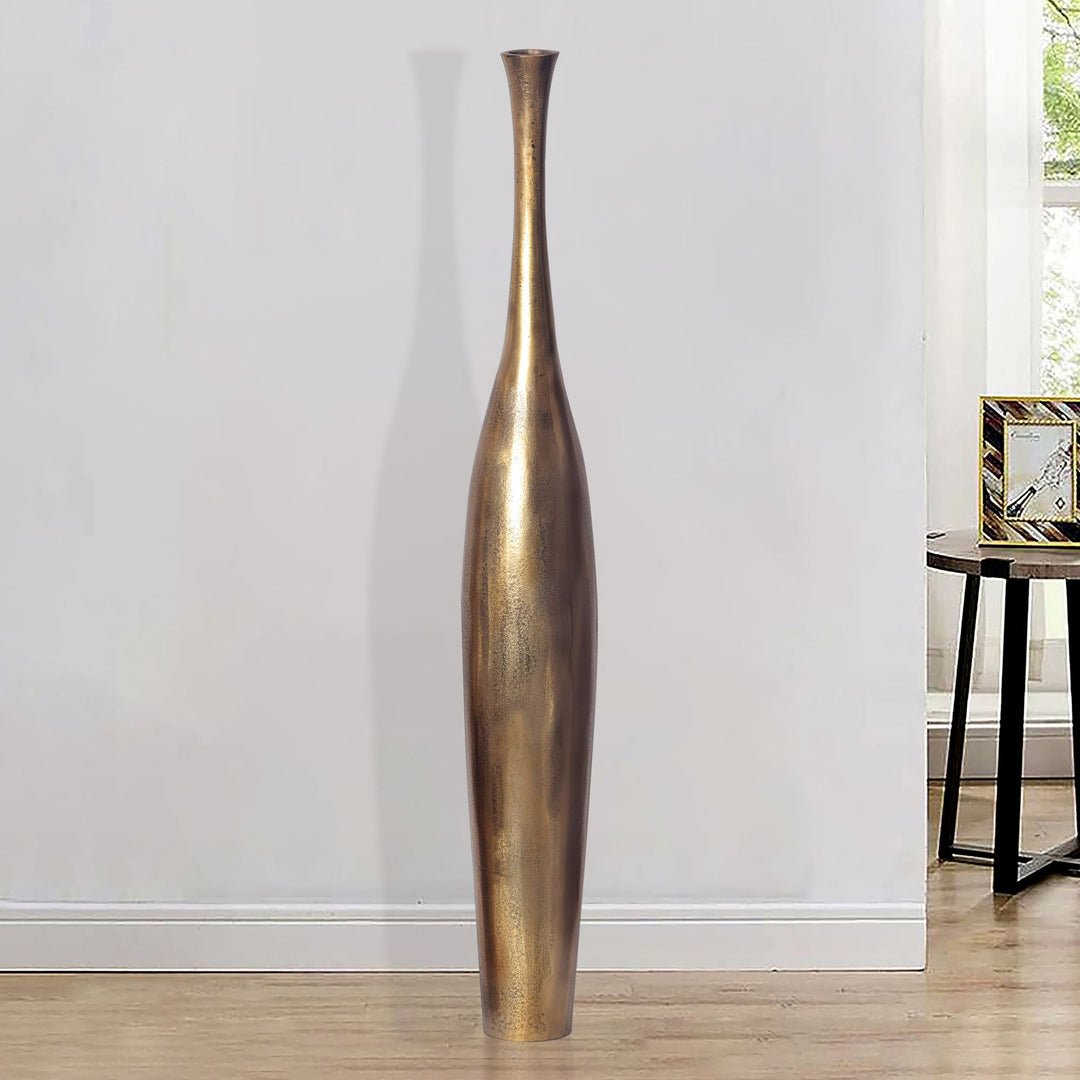 Dekorativ vase 75 cm aluminium guldfarvet blomstervase moderne, håndlavet