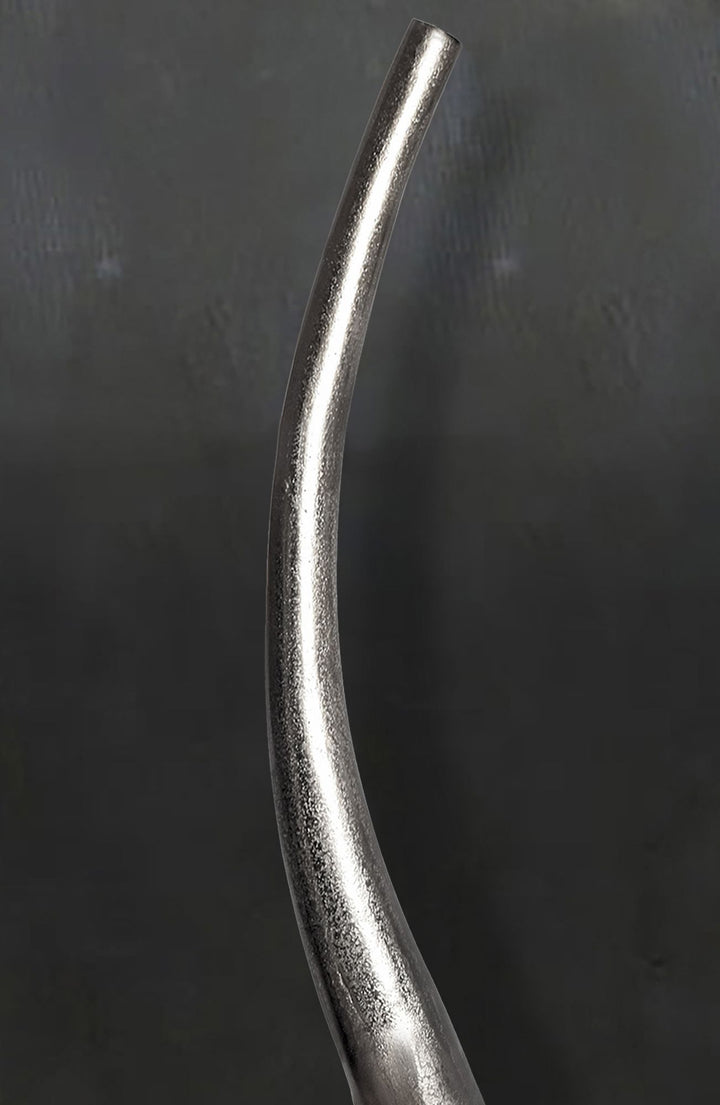 Dekorativ vase 100 cm aluminium sølv spiral blomstervase moderne stor, dekorativ vase ekstravagant til blomster, XXL aluminium gulvvase metal boligindretning håndlavet