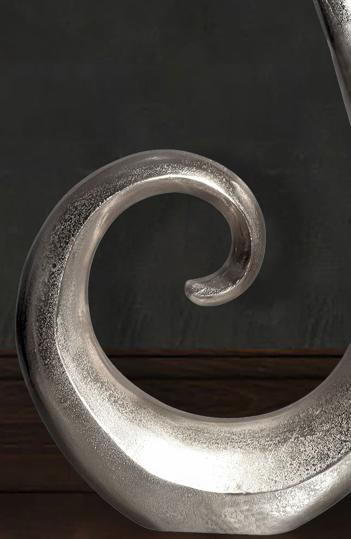 Dekorativ vase 100 cm aluminium sølv spiral blomstervase moderne stor, dekorativ vase ekstravagant til blomster, XXL aluminium gulvvase metal boligindretning håndlavet