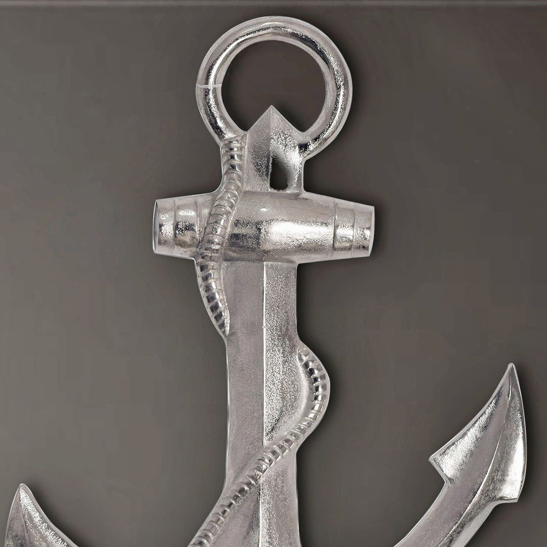 Dekorativt anker 70 cm sølv stor aluminiumsfigur boligindretning nautisk, designer vægdekoration metal, boligdekoration, XXL vægornament, moderne vægdekoration