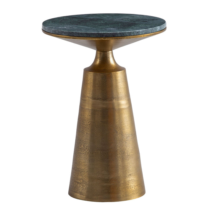 Sidebord i ægte marmor og metal, 40x40x56,5 cm, grøn og guldfarvet