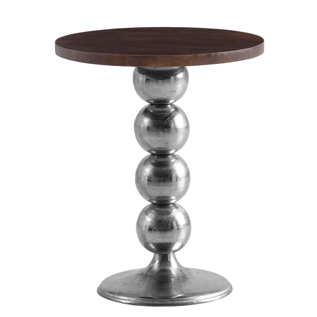 Sidebord, massivt mangotræ, metal, 50x50x61,5 cm, lille rundt sidebord, moderne stuebord, højt sofabord