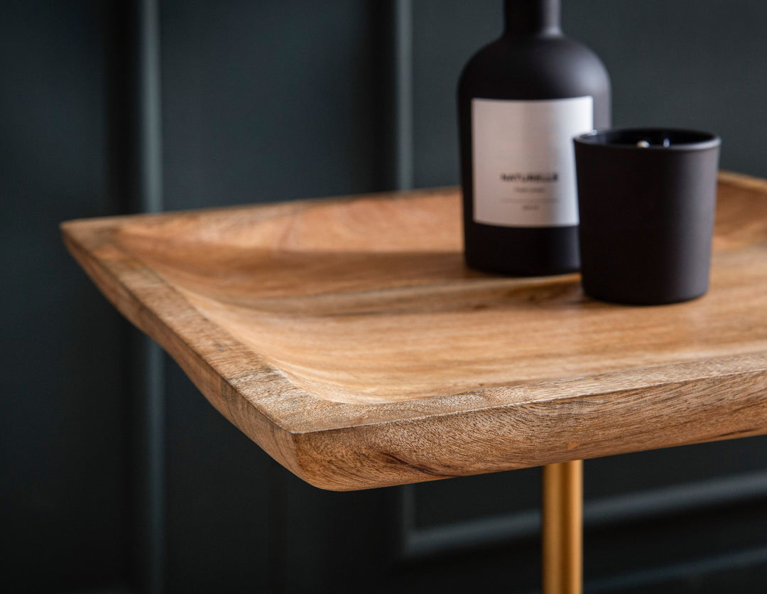 Sidebord, massivt mangotræ, ægte marmor, 35x35x55 cm, lille firkantet sidebord, moderne stuebord, højt sofabord