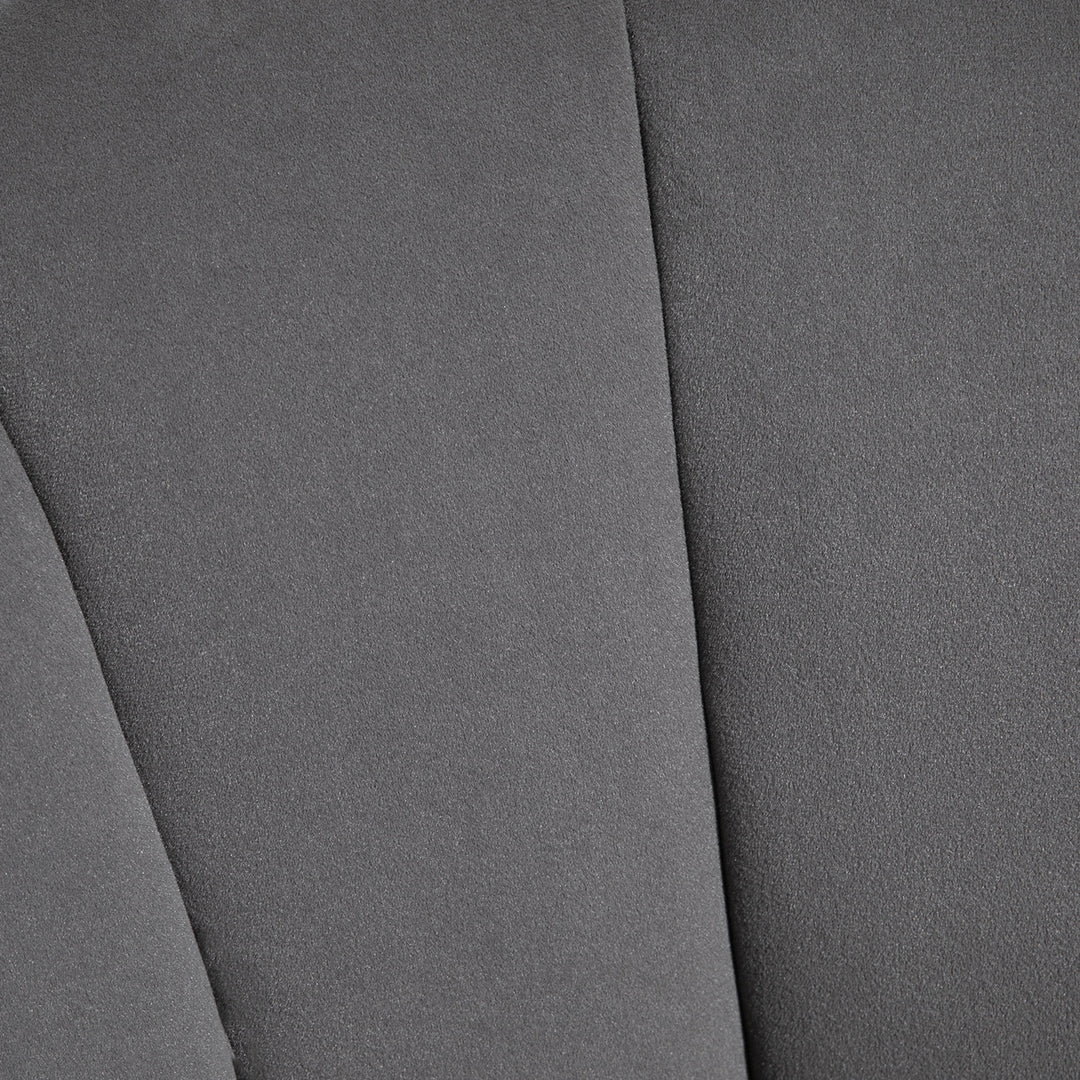 Lænestol stue loungestol i skalformet afslappende stol med træben, polstret stol læsestol med fløjlslook, polstret stol til soveværelse mørkegrå