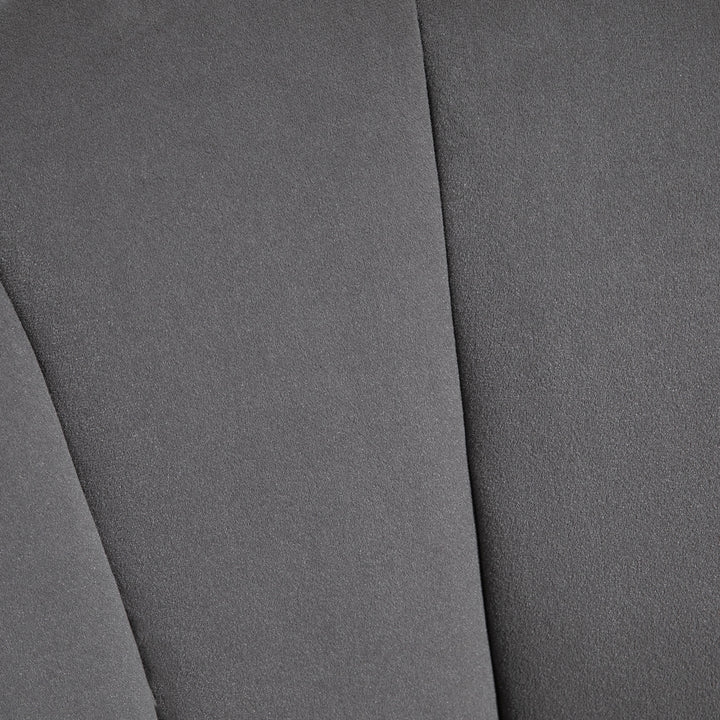 Lænestol stue loungestol i skalformet afslappende stol med træben, polstret stol læsestol med fløjlslook, polstret stol til soveværelse mørkegrå