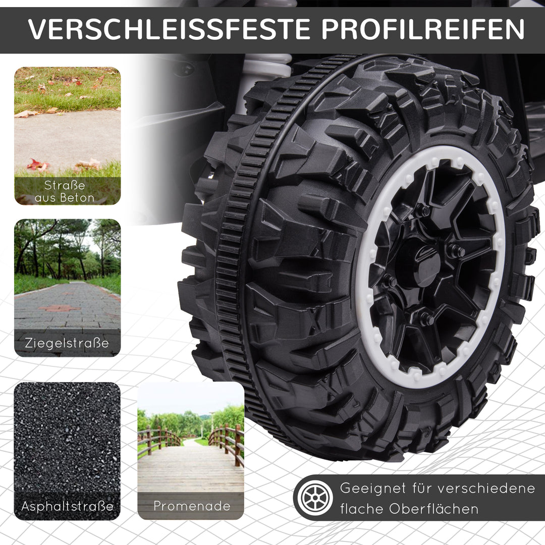 Børne ATV elektrisk kørebil, 6 km/t, lyd- og lyseffekter, 83 cm x 53 cm x 55,5 cm, sort + hvid