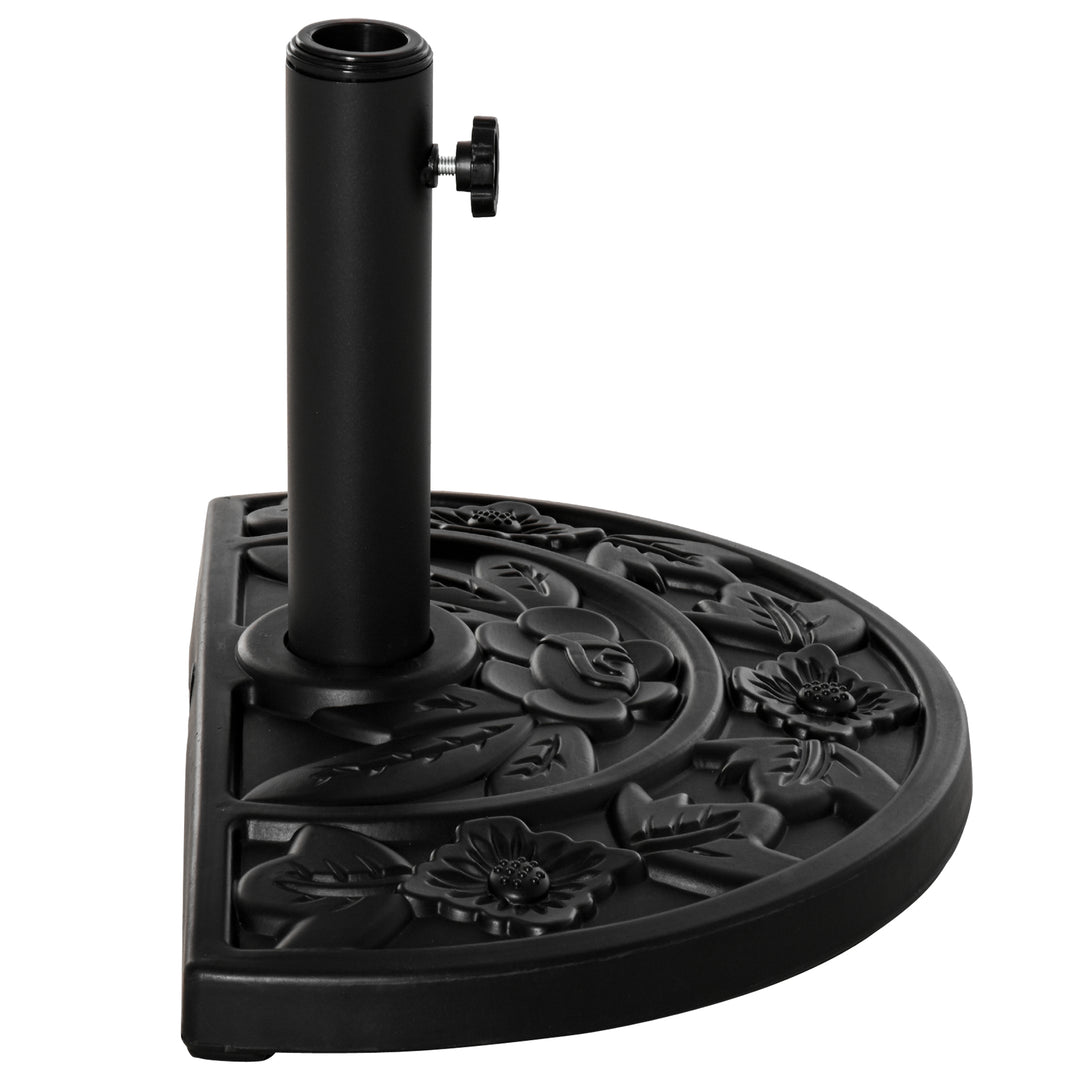 Parasolfod, halvrund, 9 kg, blomsterdesign, HDPE/cement, til parasolstænger Ø35/38/48 mm