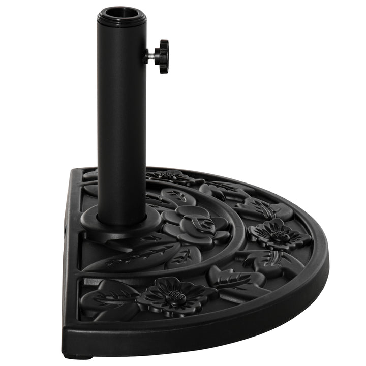 Parasolfod, halvrund, 9 kg, blomsterdesign, HDPE/cement, til parasolstænger Ø35/38/48 mm