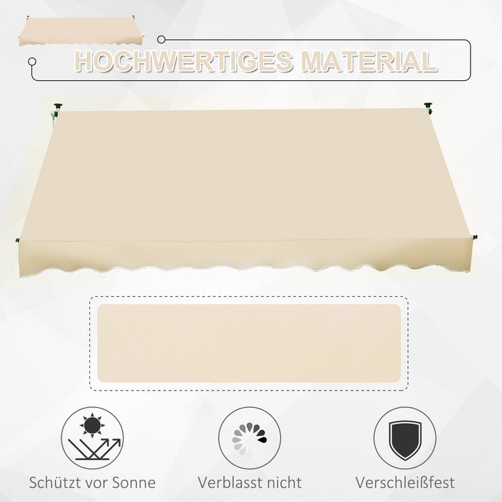 Klemmemarkise med håndsving, højdejusterbar, leddelt armmarkise, smudsafvisende, vejrbestandig, balkonmarkise 150 cm bred, terrassemarkise til terrasse, balkon, veranda, beige