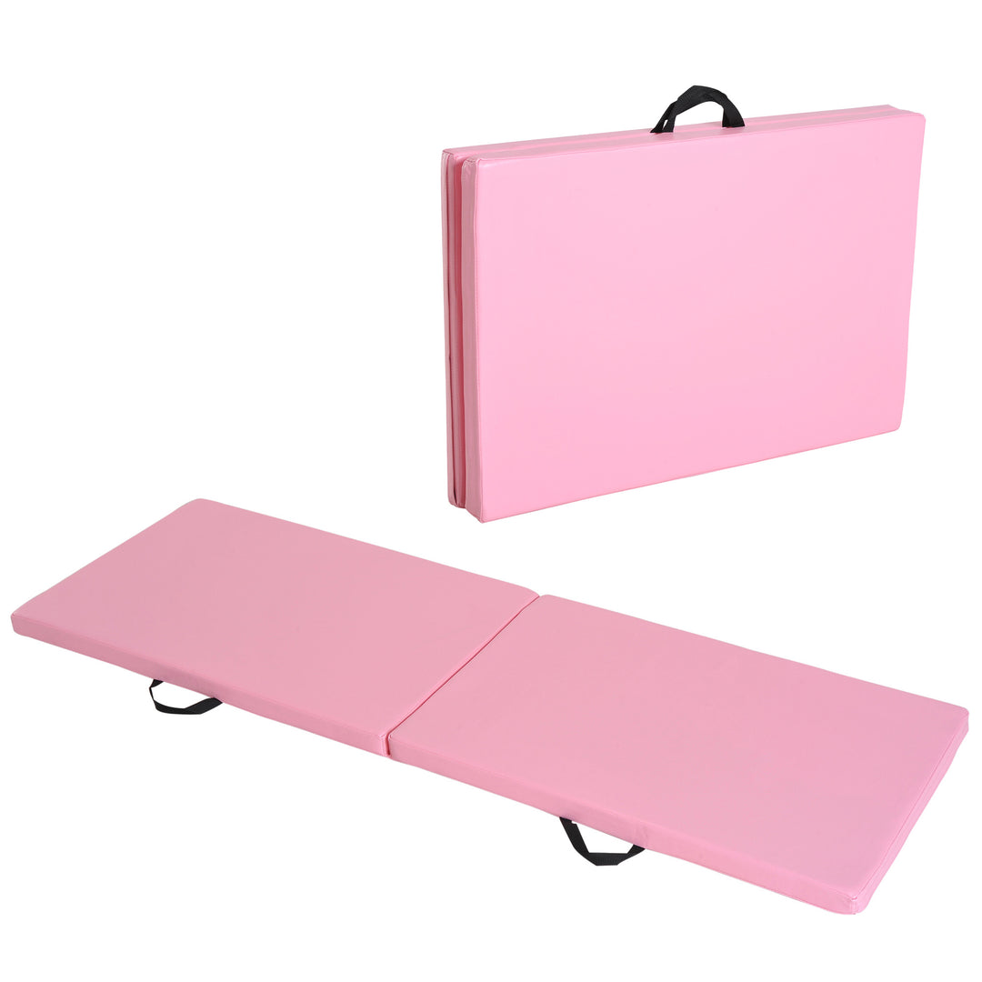 Træningsmåtte Sammenklappelig Fitnessmåtte med Håndtag Pink 180x60x5 cm