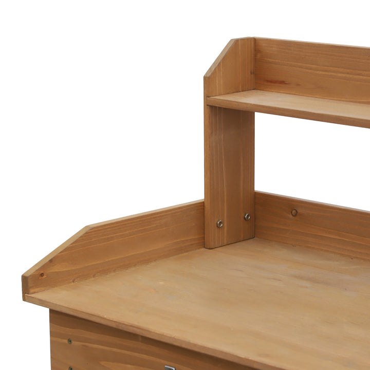 Plantebord havebord blomsterbord med balje havegran naturtræ 117 x 45 x 121 cm