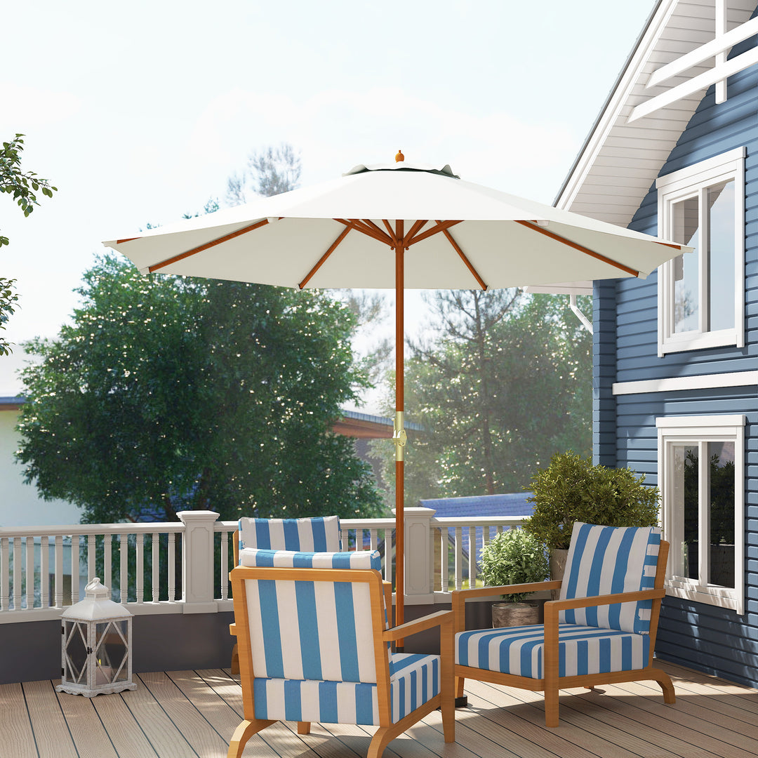 Træparasol, haveparasol, balkonparasol, 2,5 m, cremefarvet