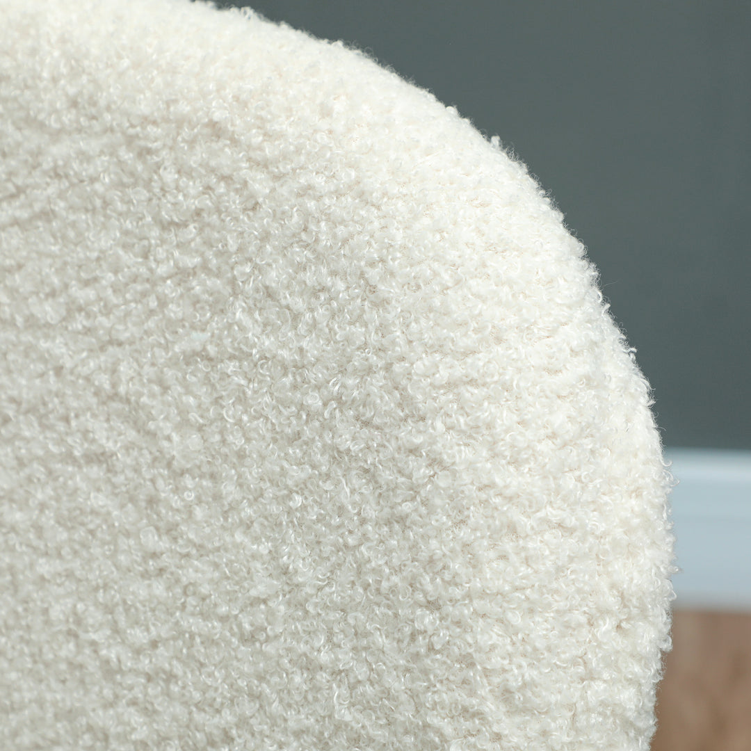 Sæt med 4 spisestole, blødt stofbetræk, stålben, armløs design, hvid