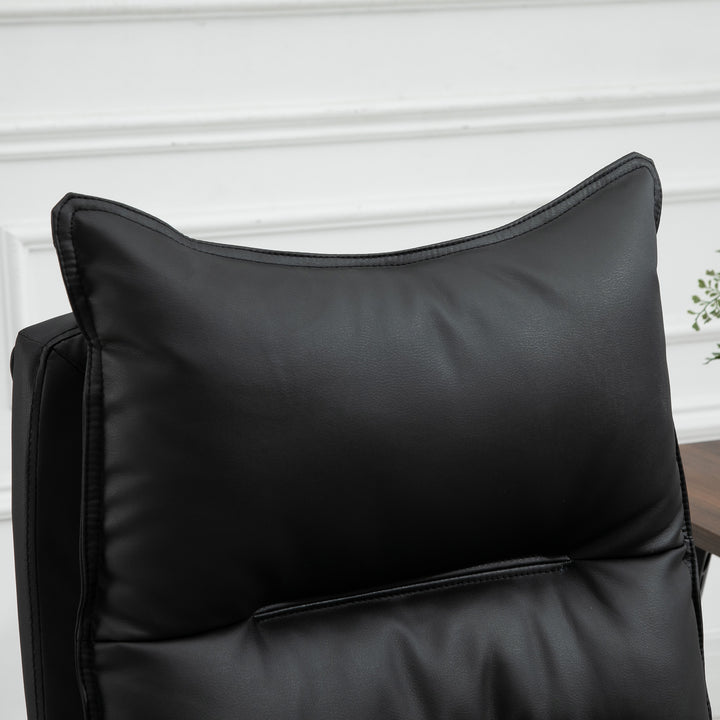 Kontorstol med lænefunktion, ergonomisk skrivebordsstol, højdejusterbar drejestol med fodstøtte, polstret, lasteevne op til 135 kg, til kontor, studie, sort