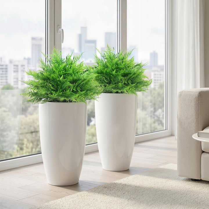 Kunstige Bostonbregnebuske, UV-bestandige, kunstige planter med pæle, sæt med 2, 60 cm til have, veranda