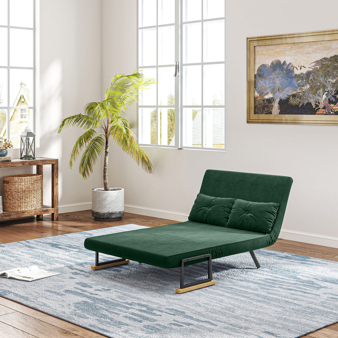4-i-1 sovesofa med sovefunktion, fløjlslook, 183x98,5 cm, grøn