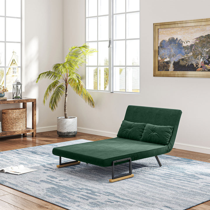 4-i-1 sovesofa med sovefunktion, fløjlslook, 183x98,5 cm, grøn
