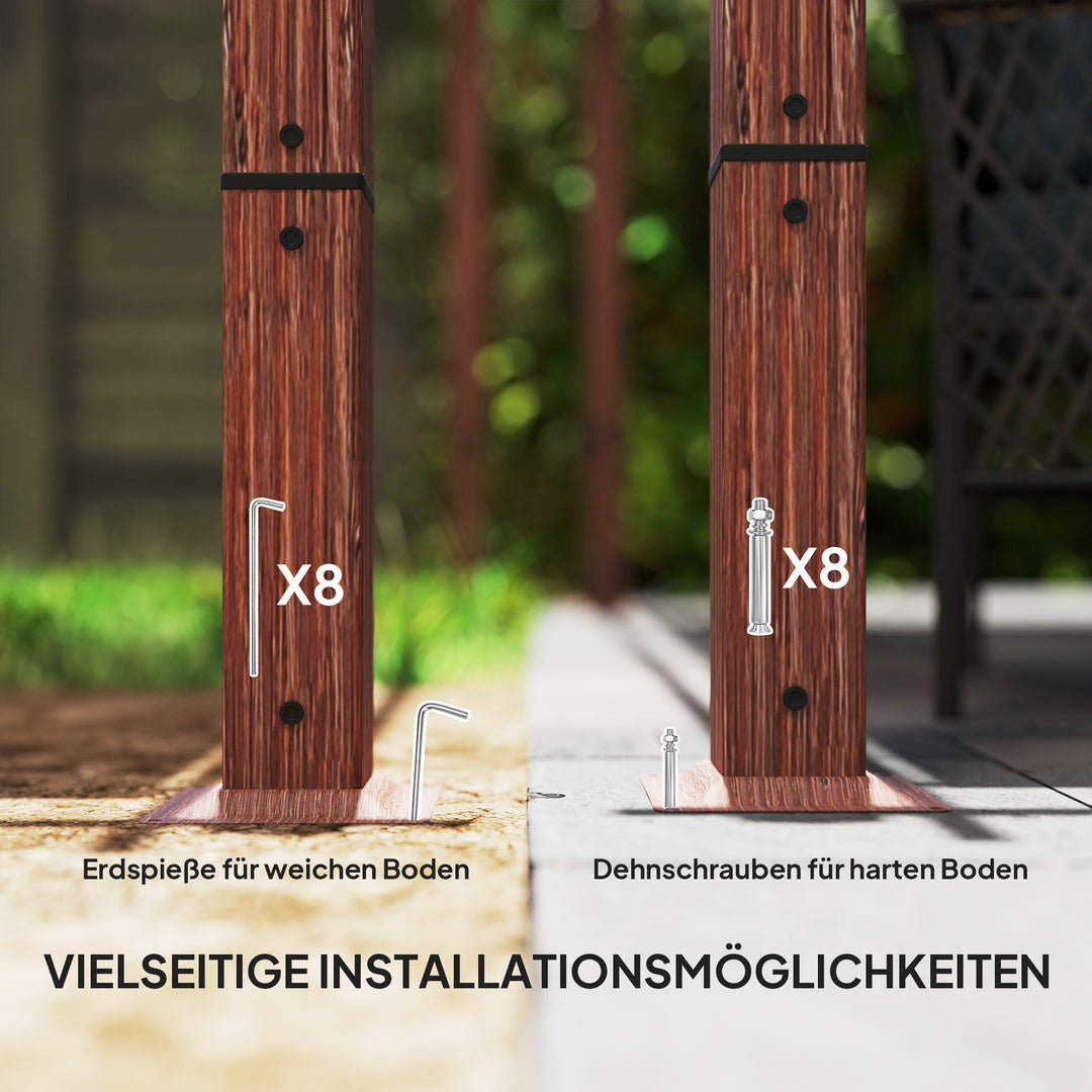 3 X 3 m havepergola, justerbart terrassetag, aluminiumsramme, upf 30+ solbeskyttelse, naturtræ