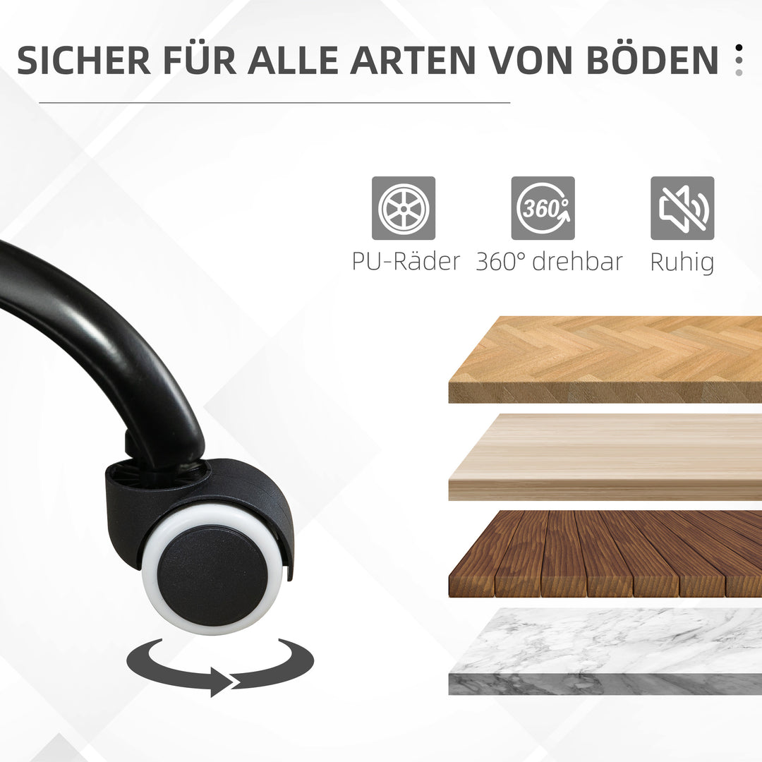 Kontorstol med hjul, drejestol, skrivebordsstol til kontoret, højdejusterbar med vippefunktion, 360° rotation, vipbar, skum, brun, 61 x 58 x 82-91 cm