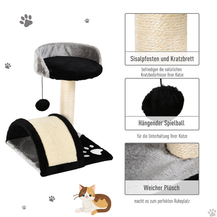 Kradsetræ med legebolde kradsetræ til katte sisalreb kradsetræer sort 35,5 x 37 x 46 cm