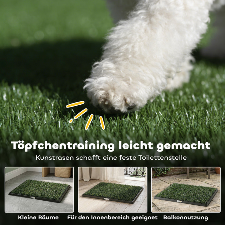 Hundetoilet 76 x 50,5 cm, hundetoilet med 2 vaskbare kunstgræsmåtter, hvalpetoilet til hunde til altan og hjem, sort+grøn