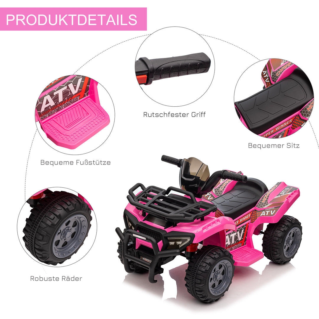 Børne elektrisk quad 6V med fremadgående funktion, musik, elektrisk quad til børn 1,5-3 år, lyserød
