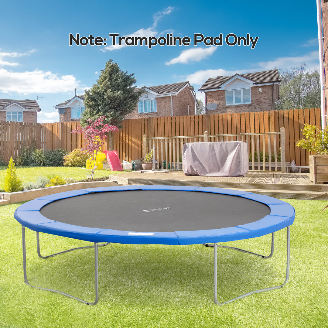 Trampolinkantbetræk Ø366 cm bredt, rivefast, UV-bestandigt fjederbetræk, vandafvisende, trampolintilbehør, kantbeskyttelse, sikkerhedsnet, reservedele til haventrampoliner, blå