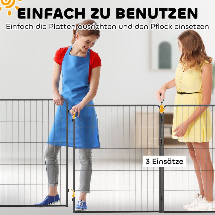 Sæt med 2 hvalpeindhegningsforlængere, hundehegnspaneler, kæledyrslegeplads, hvalpehegn af stål, grå