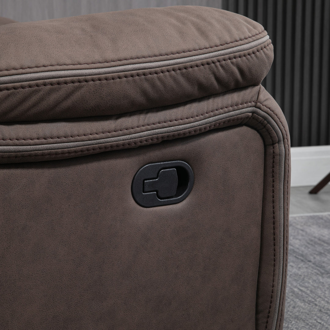 Polstret lænestol med fodstøtte, hvilestol med lænefunktion, mikrofiberbetræk i læderlook, metalstruktur, brun