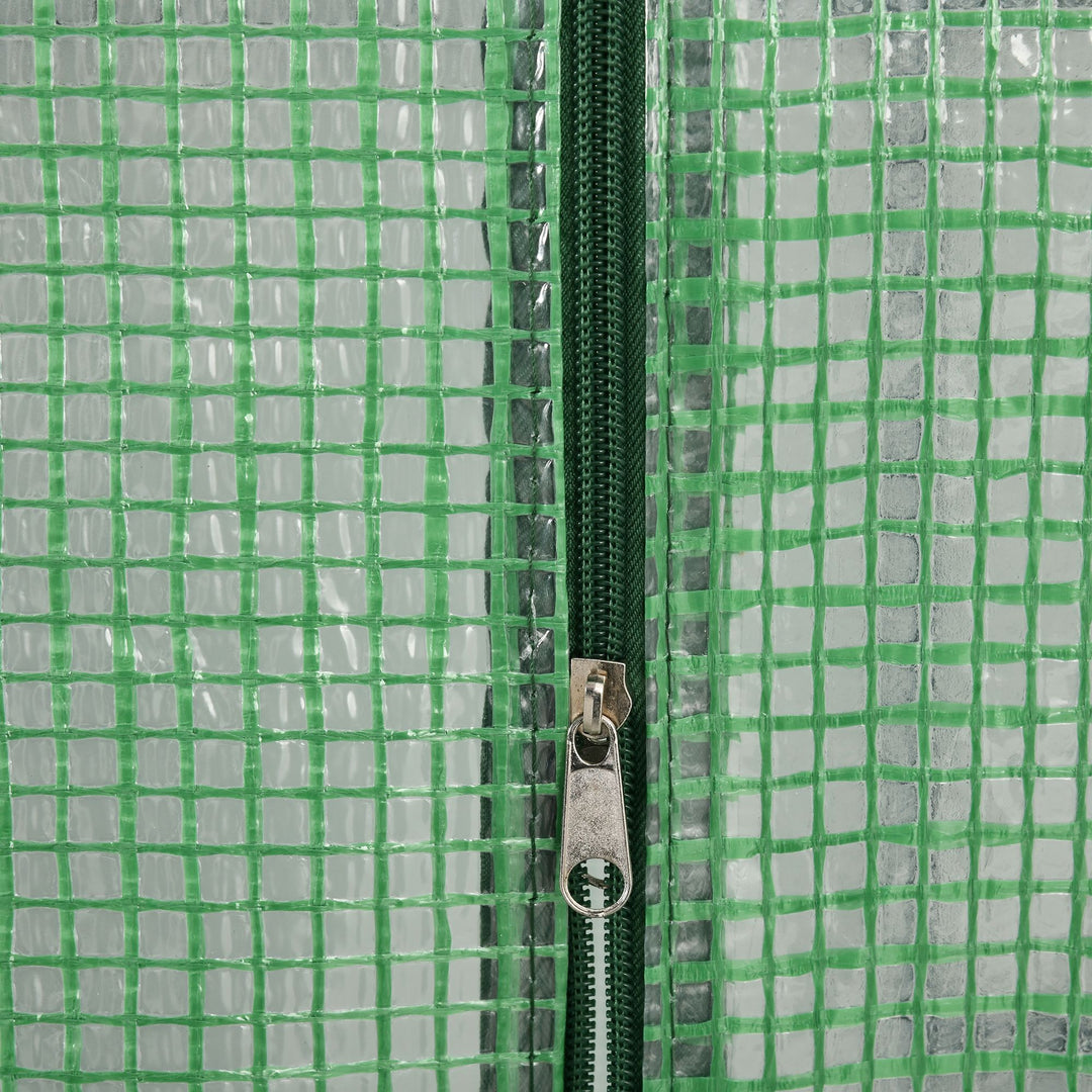 Plastikdrivhus, walk-in drivhus med 8 hylder, tomatdrivhus, drivhus, kold ramme med dør, grøn stål, pe-plast, 143 x 138 x 195 cm