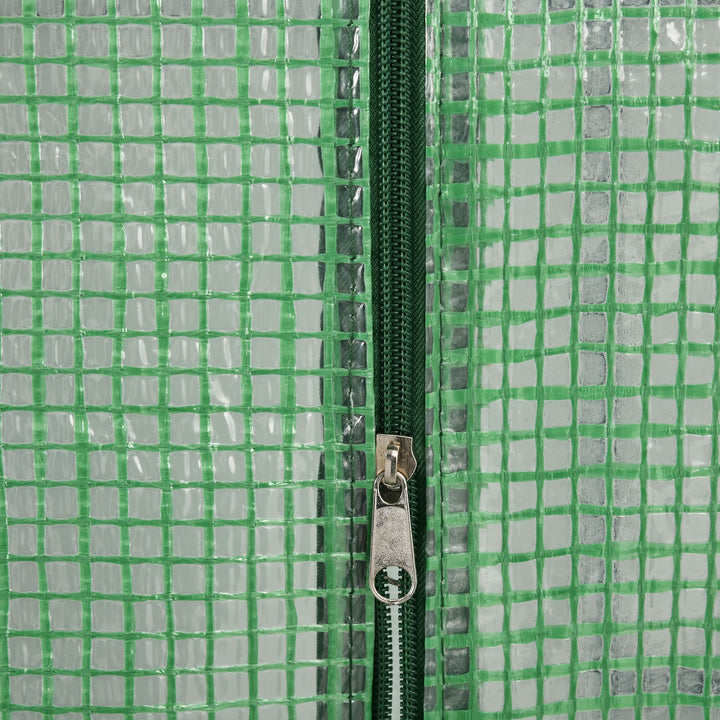 Plastikdrivhus, walk-in drivhus med 8 hylder, tomatdrivhus, drivhus, kold ramme med dør, grøn stål, pe-plast, 143 x 138 x 195 cm