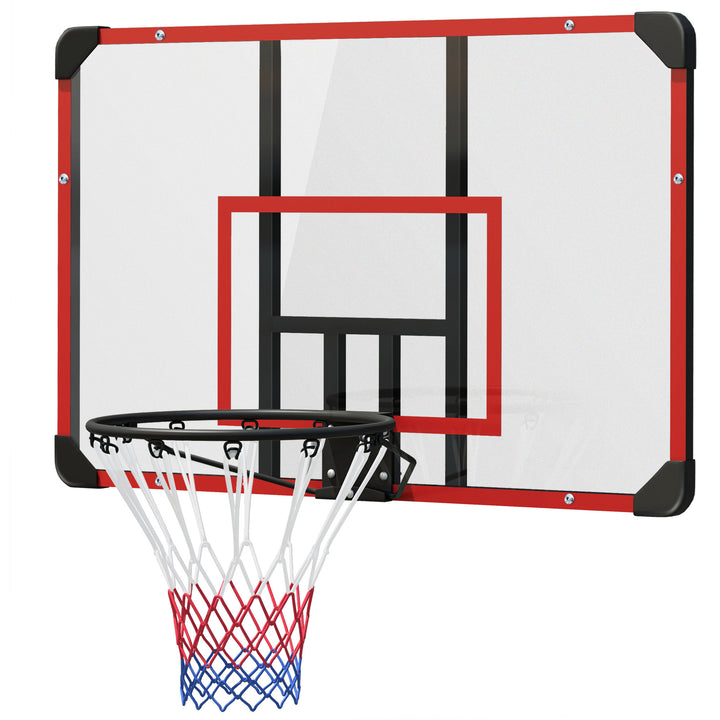 Vægmonteret basketballkurv, indendørs/udendørs, robust pc-bagplade, nylonnet, stålring, 113 x 61 x 73 cm