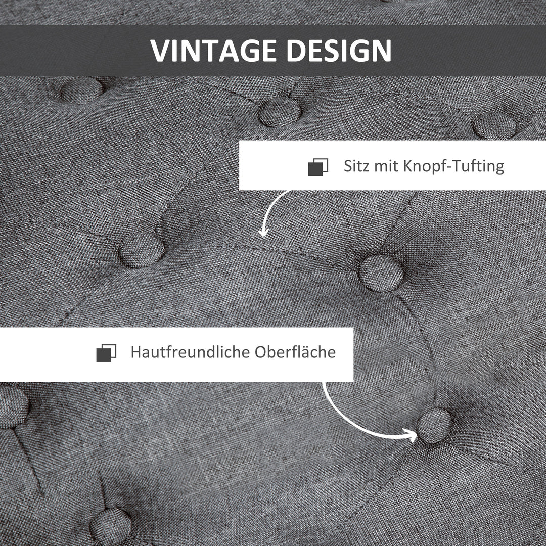 Bænk polstret bænk med opbevaringsplads kommodebænk entre soveværelse stue hørlignende polyester gummi træ mørkegrå 100 x 40 x 44 cm