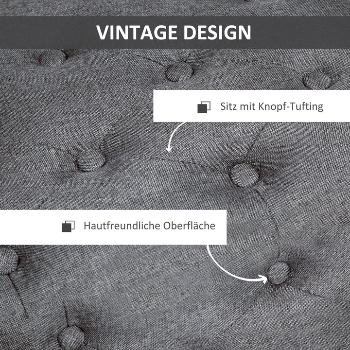 Bænk polstret bænk med opbevaringsplads kommodebænk entre soveværelse stue hørlignende polyester gummi træ mørkegrå 100 x 40 x 44 cm