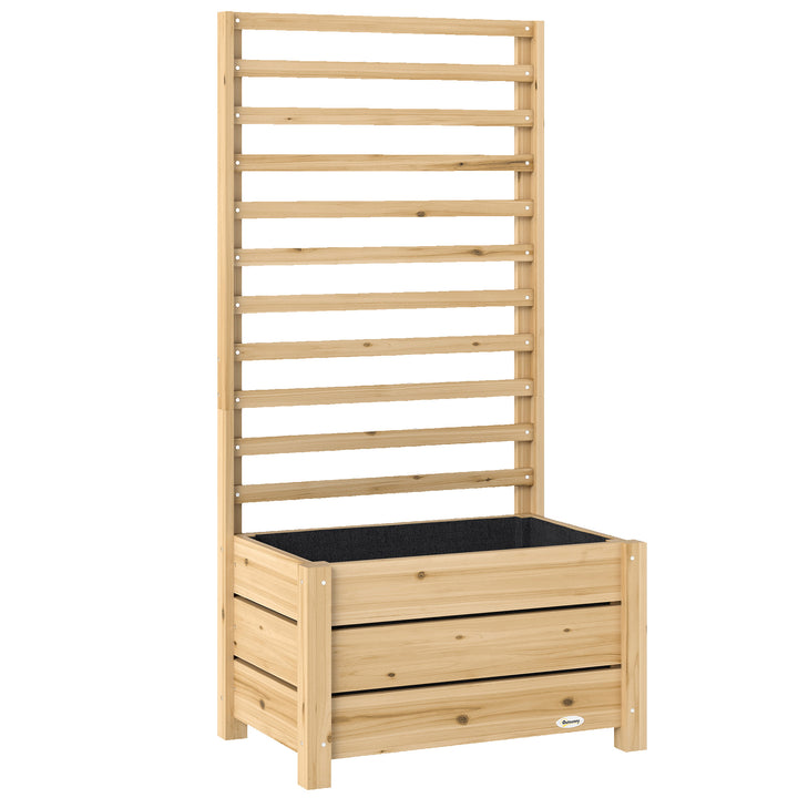 Højbed med espalier, træpotte med espalier, drænhul, fiberdug, 60 x 39 x 120 cm, naturtræ