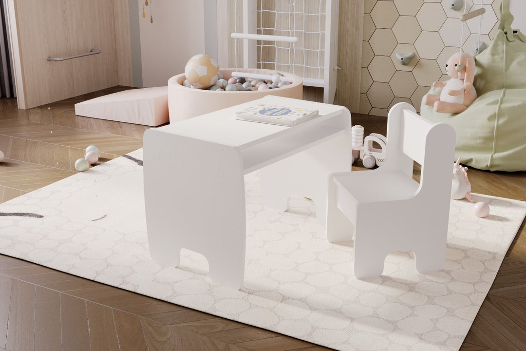 Børnebord + stolesæt - hvid