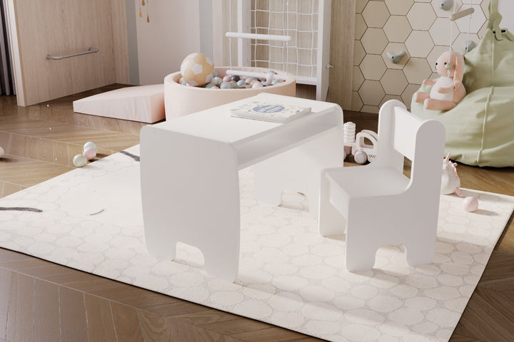 Børnebord + stolesæt - hvid