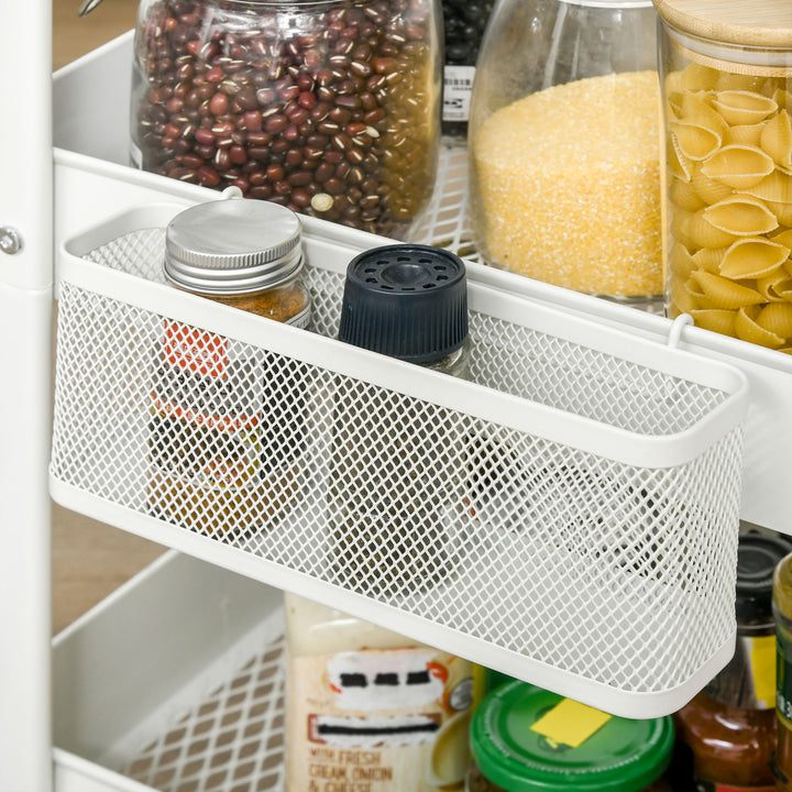 Køkkenvogn med hulplade, håndklædeholdere og opbevaringskurve, 51,5 cm x 32 cm x 75,6 cm, hvid