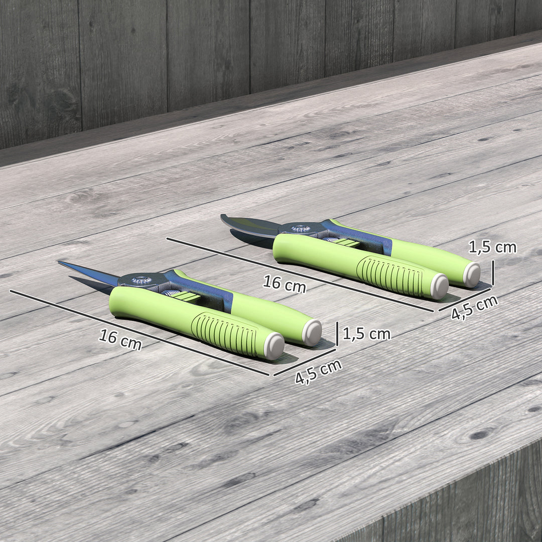 Haveværktøjssæt 2-delt haveværktøj lavet af rustfrit stål haveværktøj med beskæresaks beskæresaks grøn + sølv