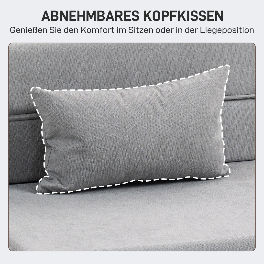 Gulvsofa, polstret, kan omdannes til madras, skum, hynde, lysegrå